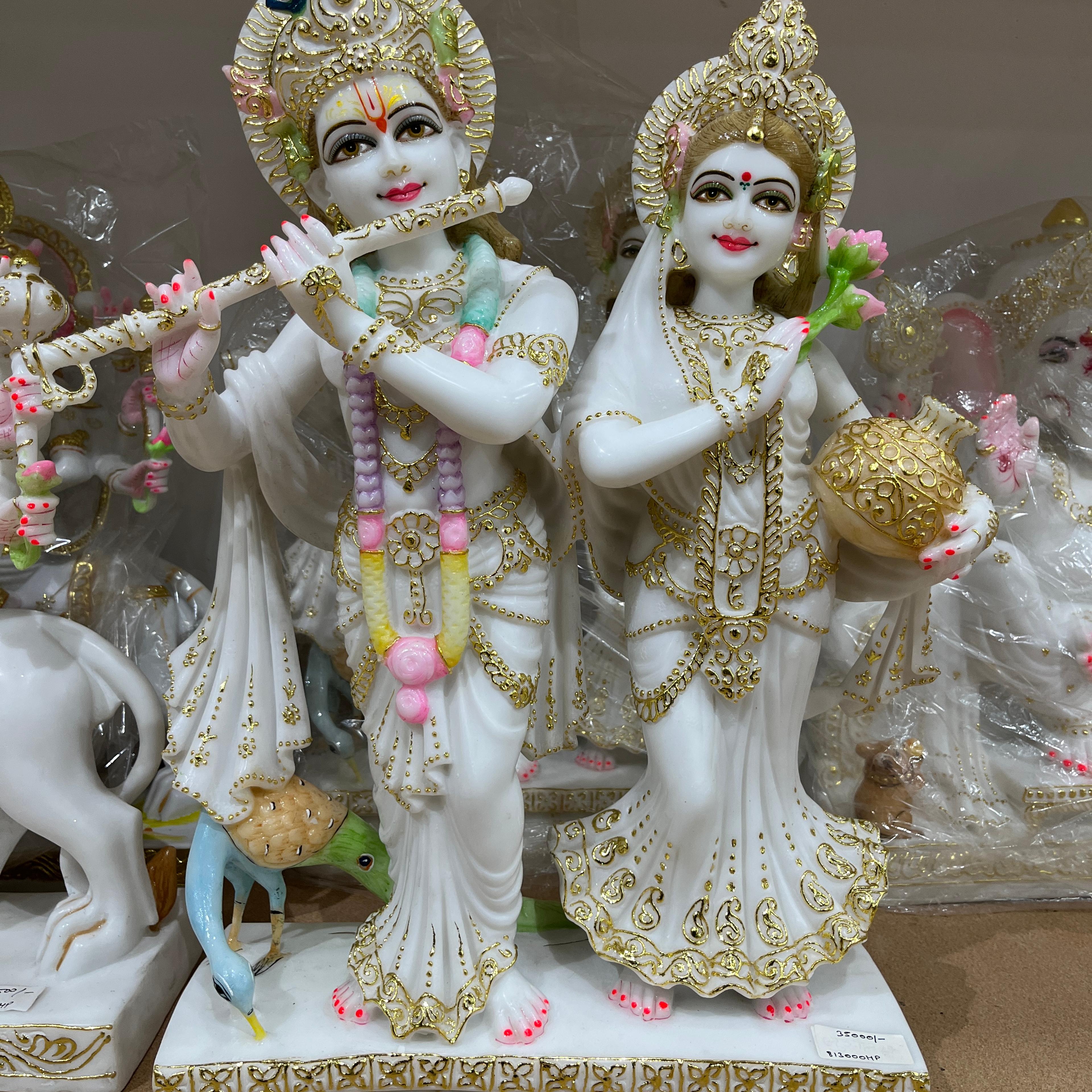 White Statue of Hindu Deity | Sculpture | Bronze | Gold