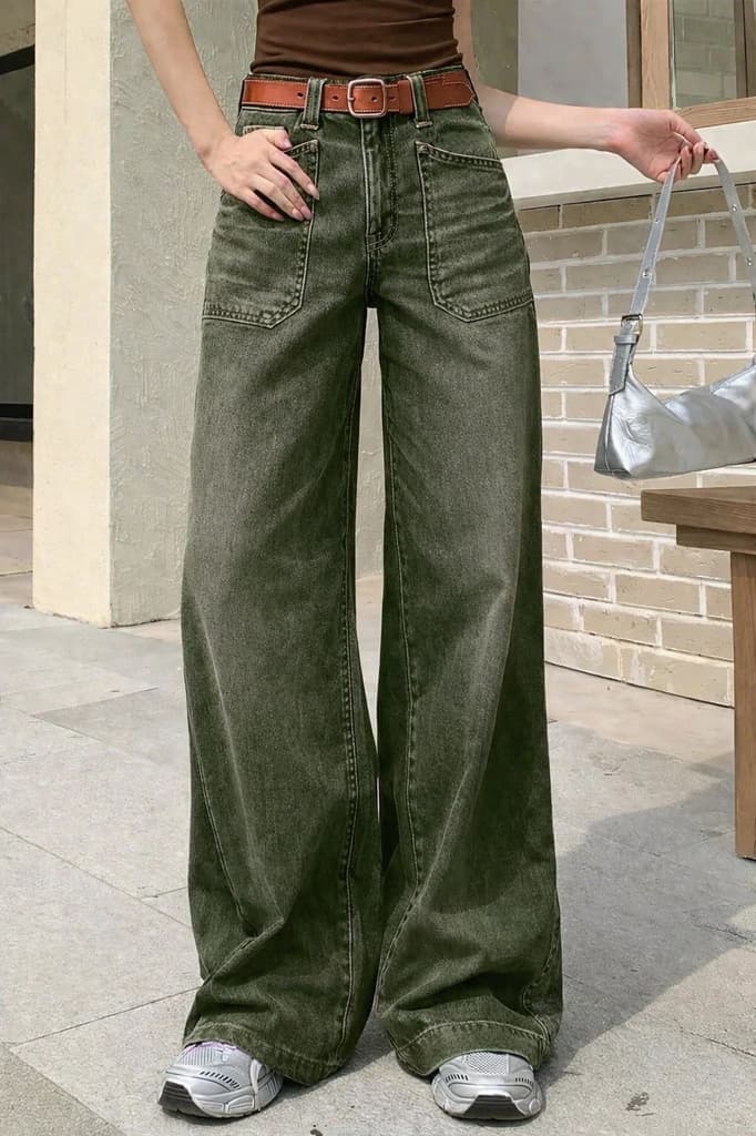 Olive Edit Baggy Wide Leg Jeans — photo 9