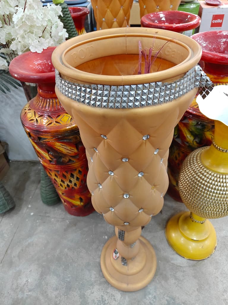 Vase with Stripes | Ceramic | Brown and White | Decorative