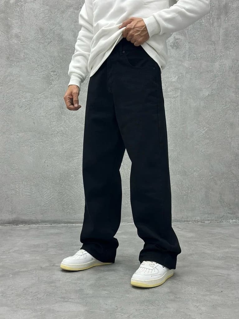 Pure Black Baggy Fit Rigid Jeans — photo 8