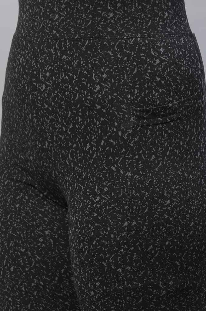 Black Printed Skinny Fit Tights With Elasticated Waist — photo 7