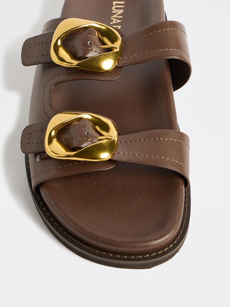 LUNA BLU Brown Buckle-Detailed Sandals — photo 4