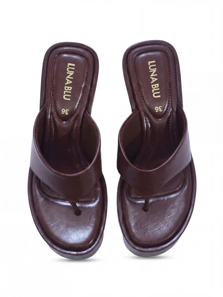 LUNA BLU Brown Thong-Strap Wedge Sandals — photo 3