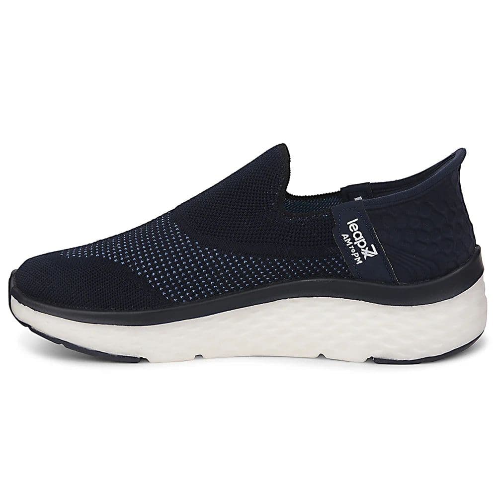 Leap7x Navy Blue Sports Non Lacing Walking Shoes For Men NITRUN-13 By Liberty — photo 3