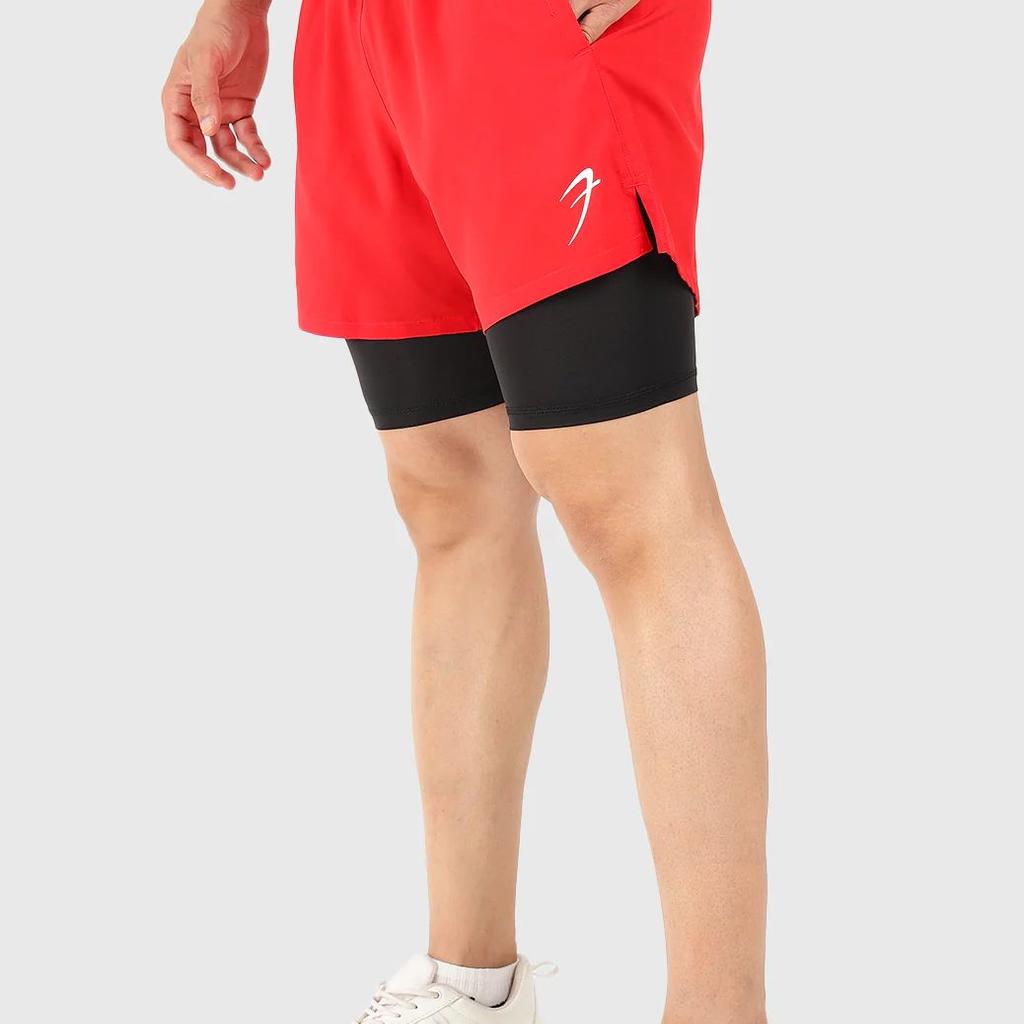 2 in 1 5" Compression Shorts Red