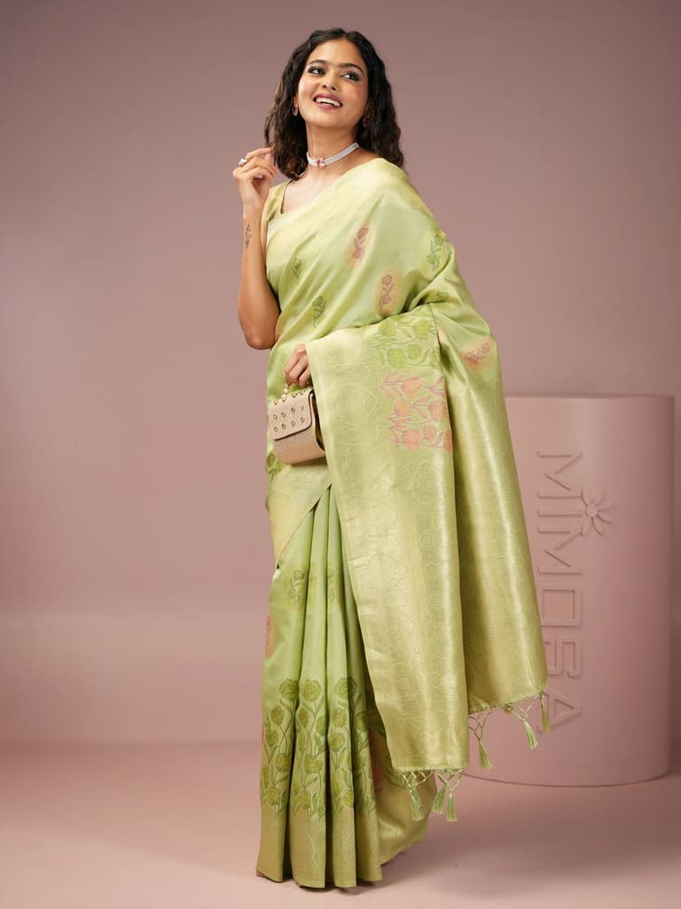 Mimosa Women's Woven Design Banarasi Style Art Silk Saree With Blouse Piece : SA00001990PSFREE — photo 5