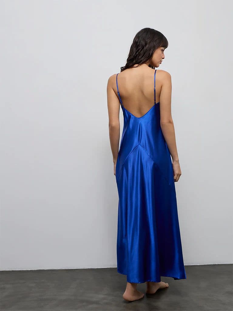 Wunderlove Blue Solid Slip Dress — photo 4