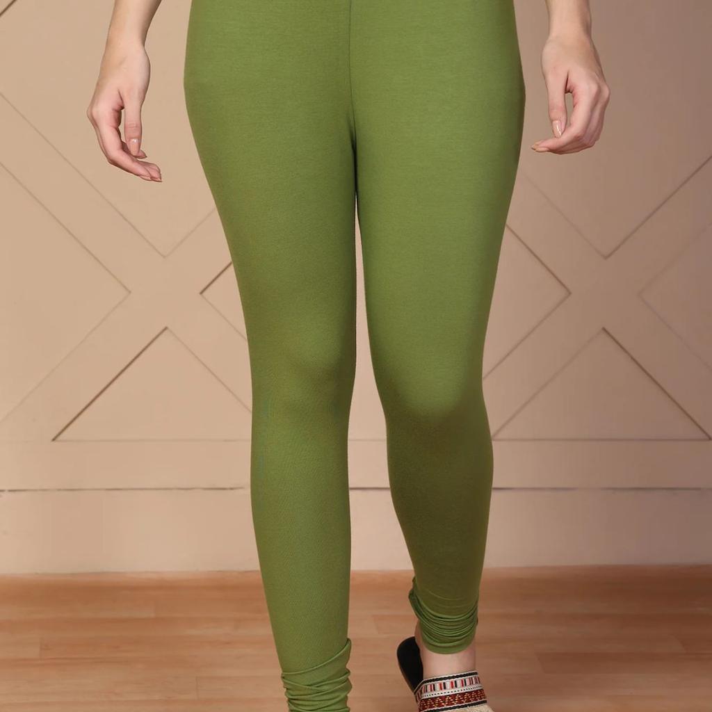 Green Solid Churidar Cotton Tight