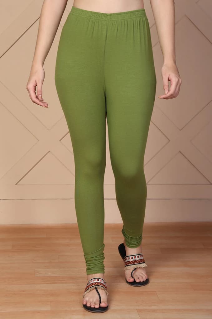 Green Solid Churidar Cotton Tight