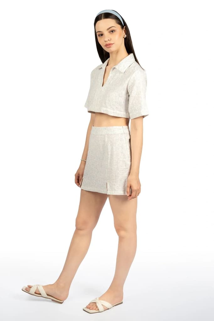 Off White Printed Cotton Co-ords (Boxy Fit) — photo 4