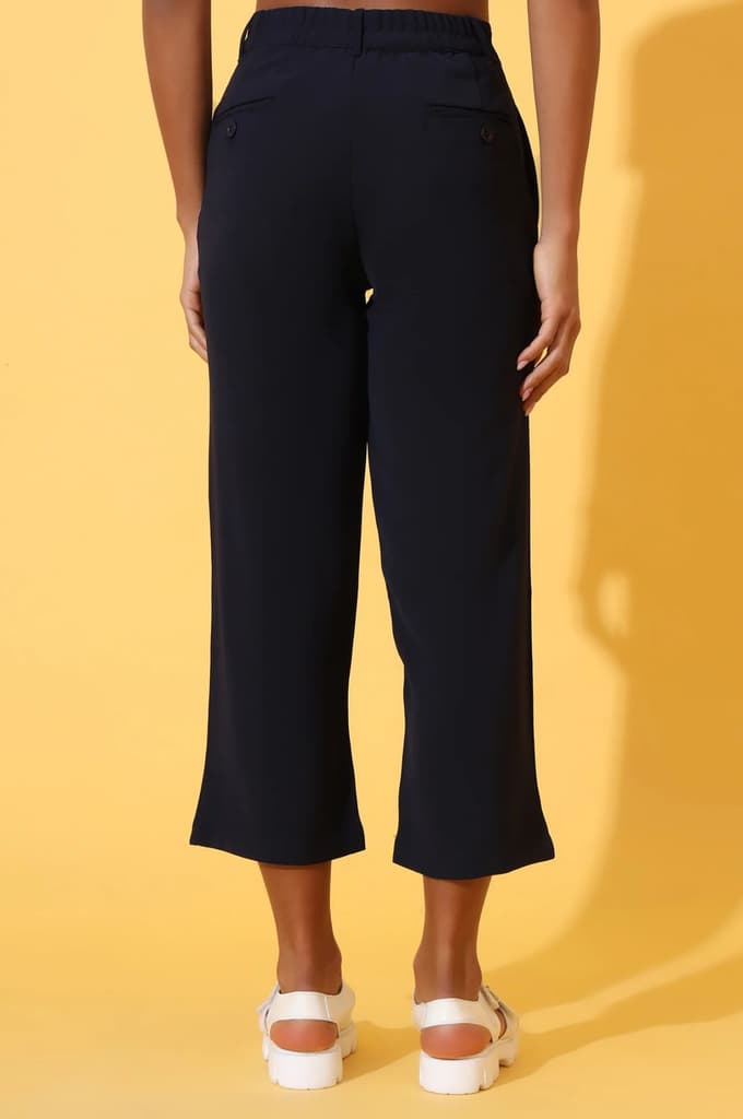 Navy Blue Solid Straight Western Culottes with YKK Zipper — photo 4