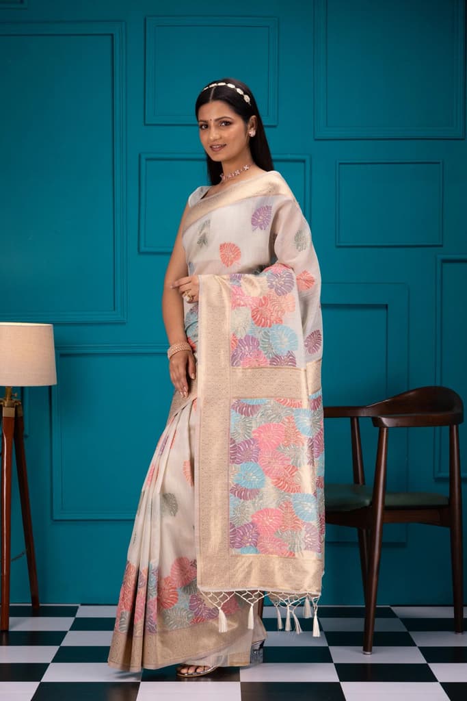 Mimosa Women's Woven Design Banarasi Style Art Silk Saree With Blouse Piece : SA00001787HWFREE — photo 4