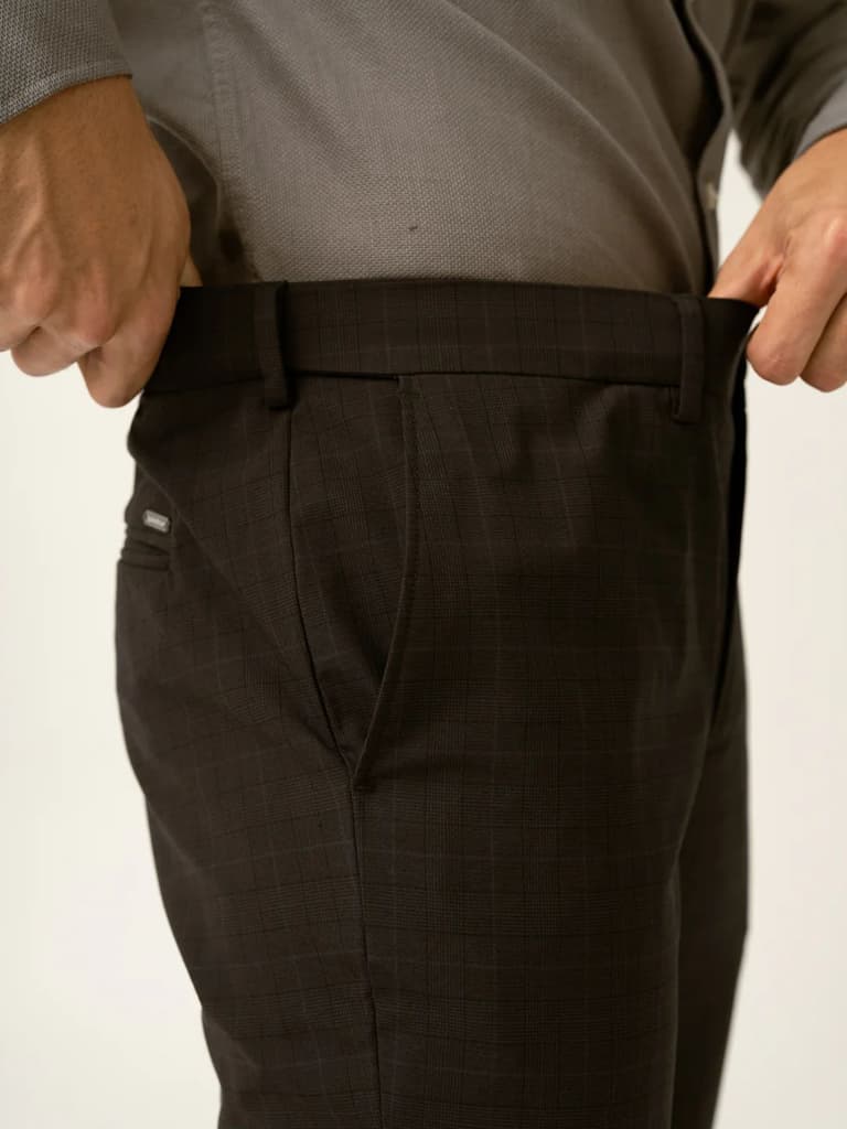 Submarine Black Checks Formal Pants