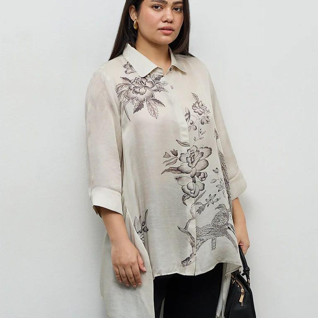 Diza Light Taupe Nature-Inspired Tunic