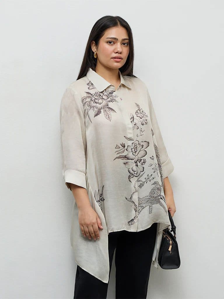 Diza Light Taupe Nature-Inspired Tunic
