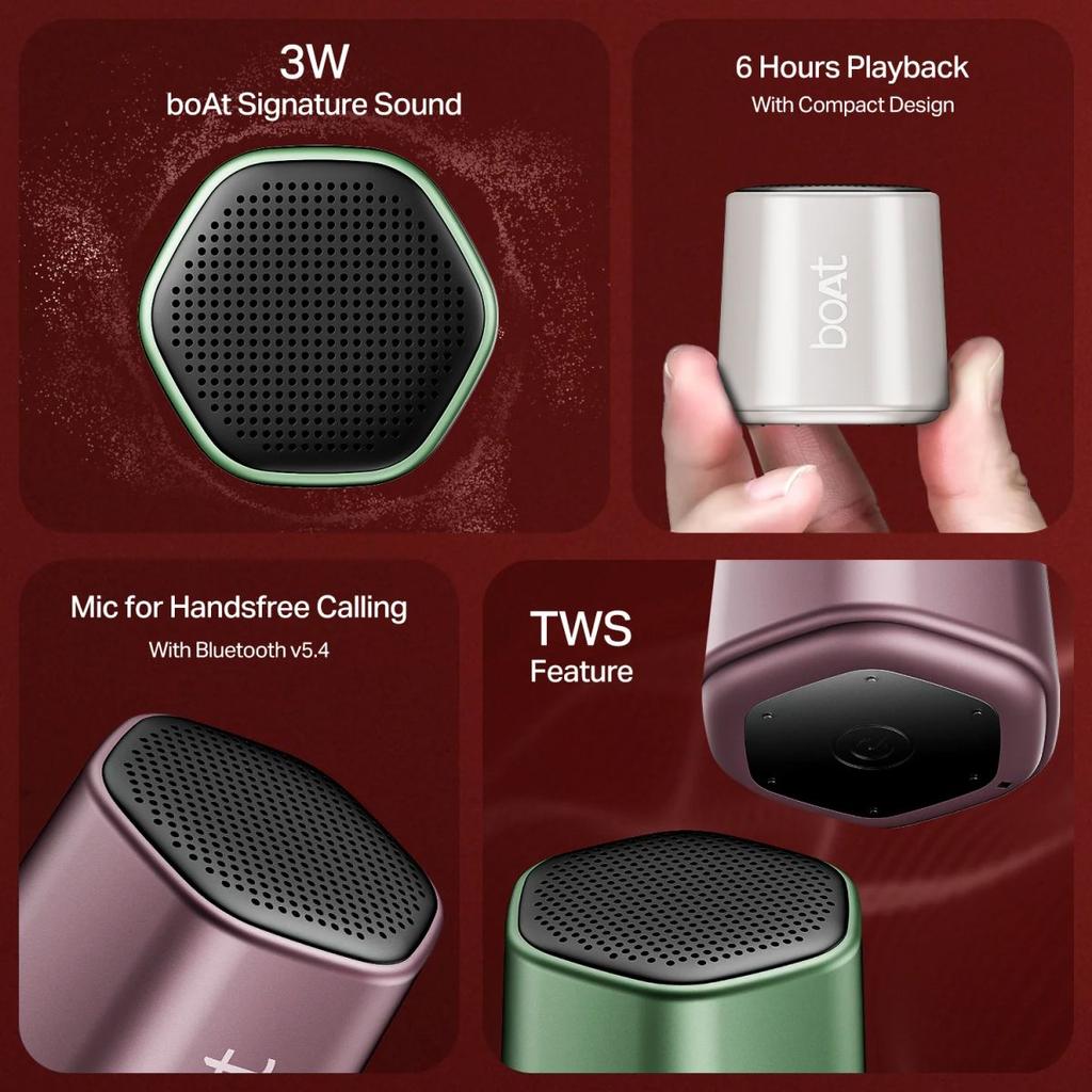 boAt Stone 100 | Portable Bluetooth Speaker with 3W boAt Signature Sound, 6 Hours Playback — photo 8