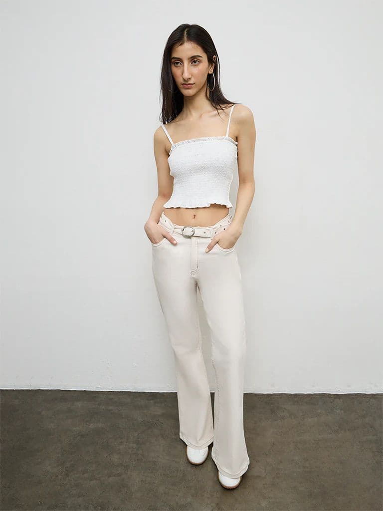 Nuon White Smocked Cotton Top — photo 2