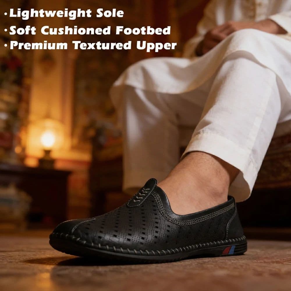 Fortune BMR-13E Black Casual Non Lacing Juttis for Men By Liberty — photo 3