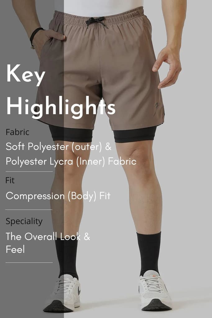 2 in 1 Compression Shorts Dusk Brown — photo 7
