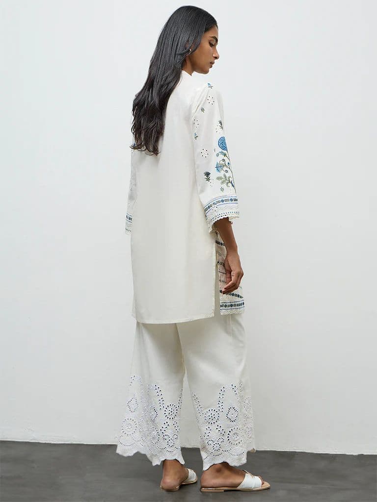 Utsa Off-White Floral Printed Cotton Kurti — photo 4