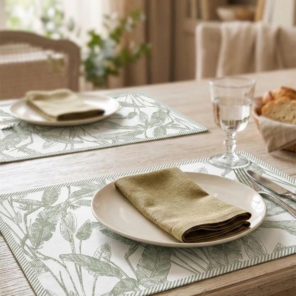 Westside Home Green Botanical Printed Placemat Set