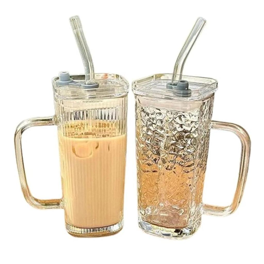 Square Glass Tumbler with Lid and Straw | Heat & Cold Resistant Drinkware — photo 5