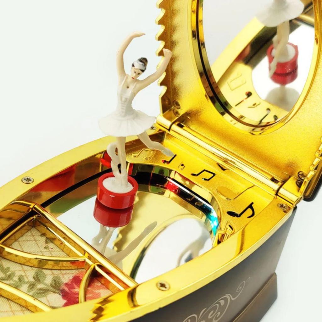 Vintage Steam Iron Music Box with Rotating Ballerina n LED Lights — photo 3