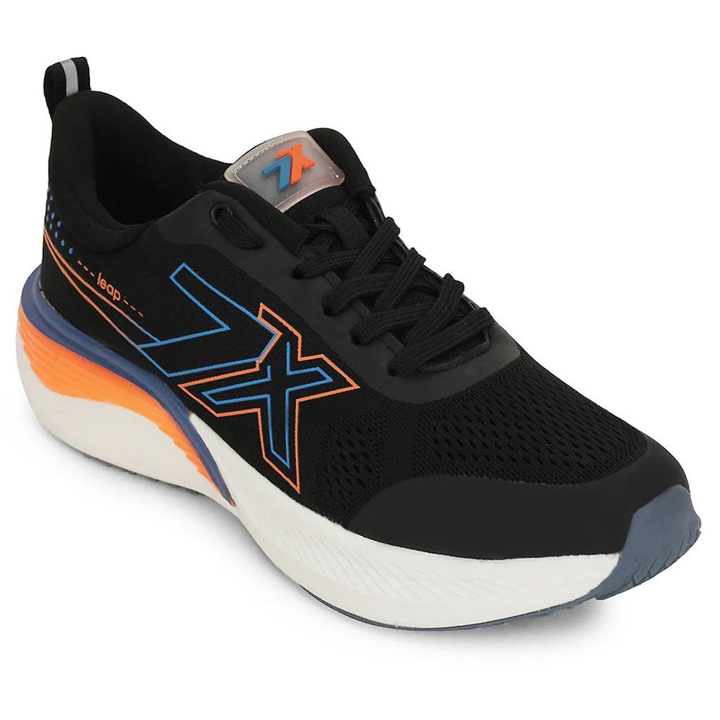 Leap7x Black Sports Lacing Running Shoes For Men ZEONEX-1 By Liberty