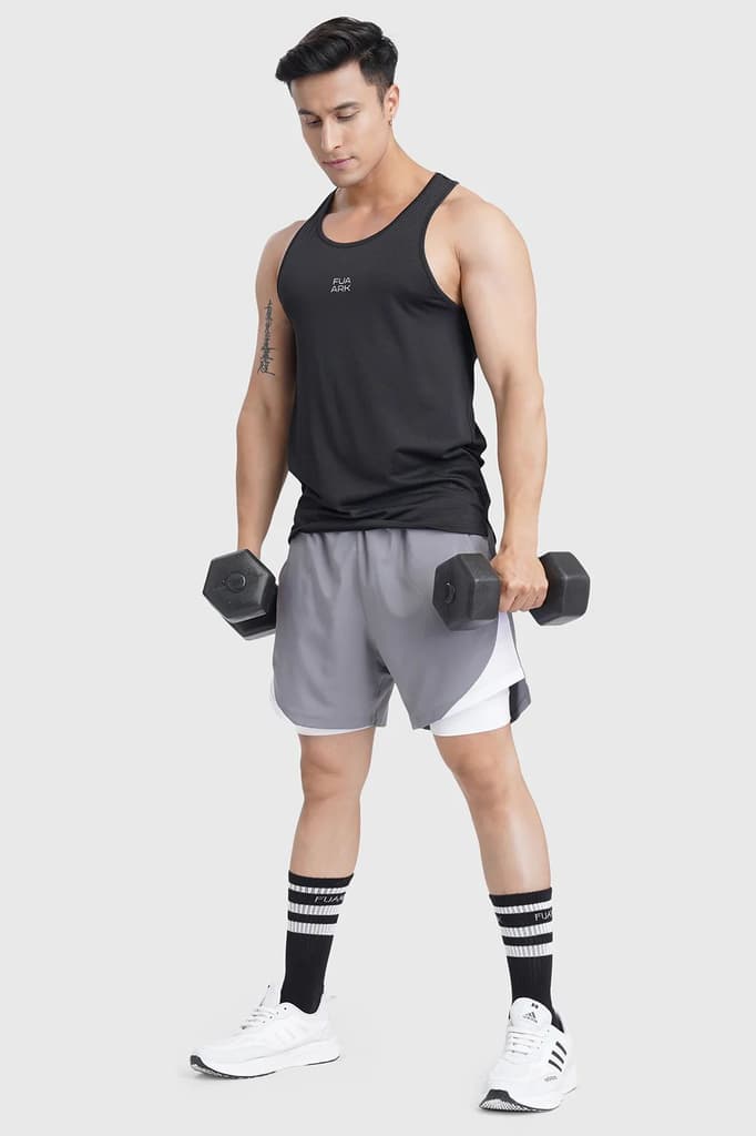 2 in 1 Mesh Shorts Foggy Grey With White — photo 8