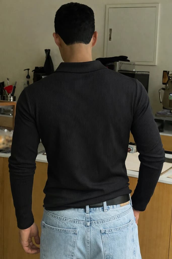 Classic Ribbed Full-Sleeve Polo — photo 3