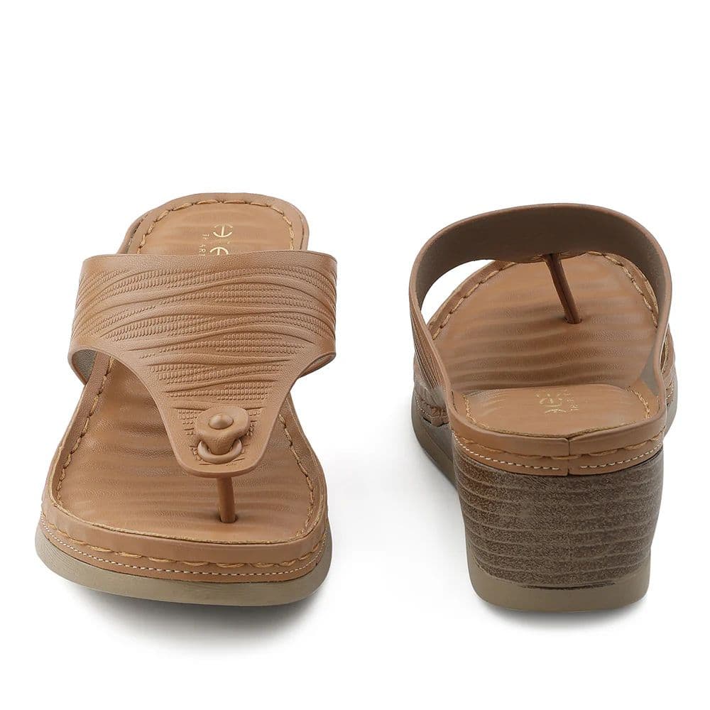 Healers Tan Wedge Heel Sandal For Women ZQ-FD-54 By Liberty — photo 6