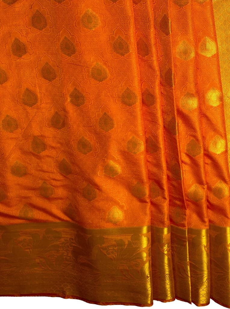 MIMOSA Women's Woven Design Kanjivaram Style Art Silk Saree with Blouse Piece - Mustard ( SA00003143MSFREE ) — photo 6
