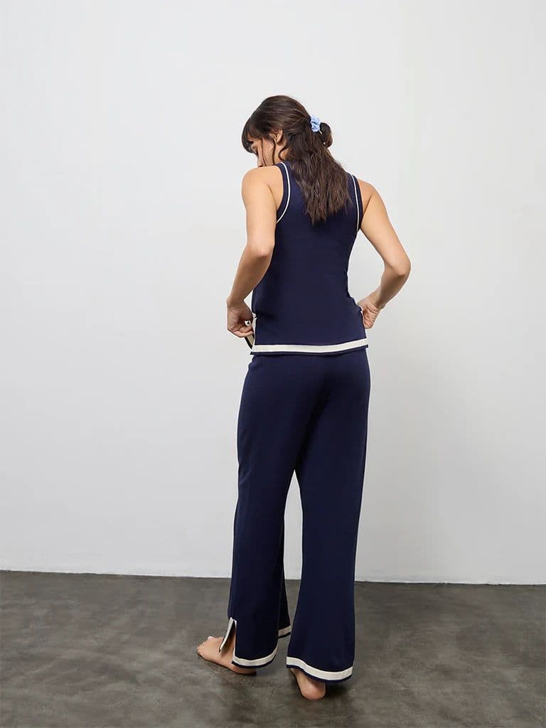 Wunderlove Navy Contrast Detailed High-Rise Pants — photo 4