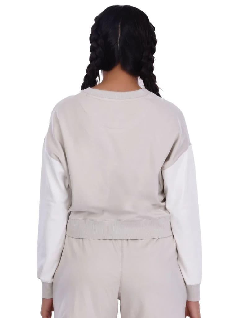 Ecru & White Colourblock Crop Sweatshirt — photo 3
