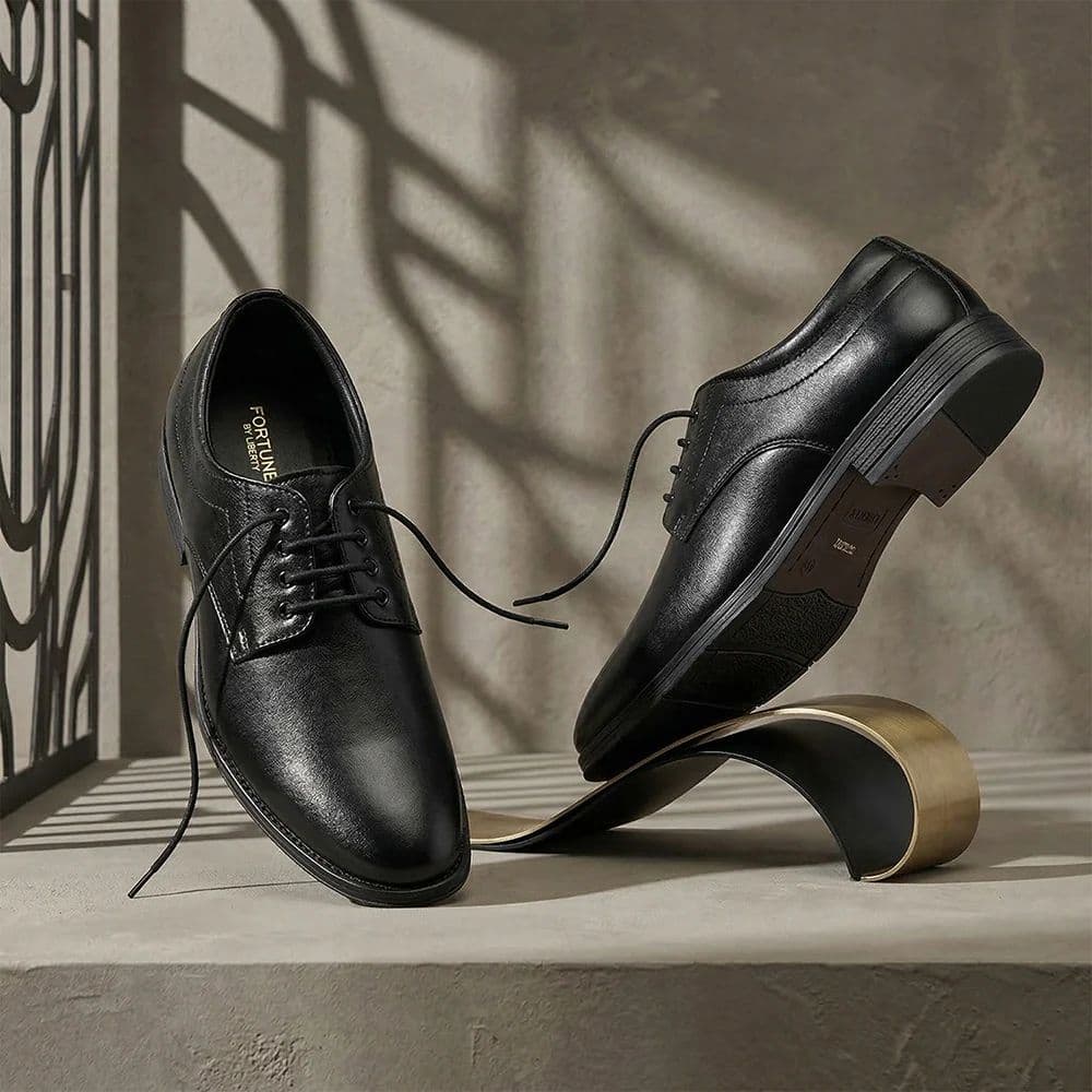 Fortune HML-86E Black Formal Lacing Derby Shoes for Men by Liberty — photo 2
