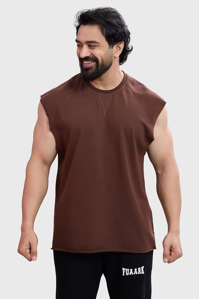 Shell Raw Capsleeves Tank Brown — S