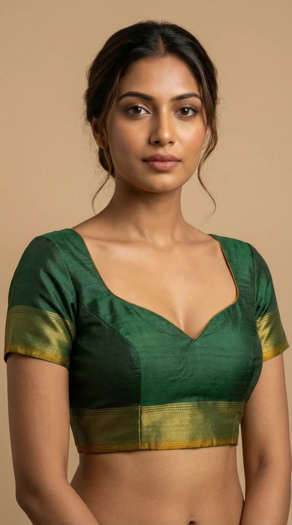 MIMOSA Women's Woven Design Mysore Silk Style Crepe Saree with Blouse Piece - Green ( SA00003135GRNFREE ) — photo 5