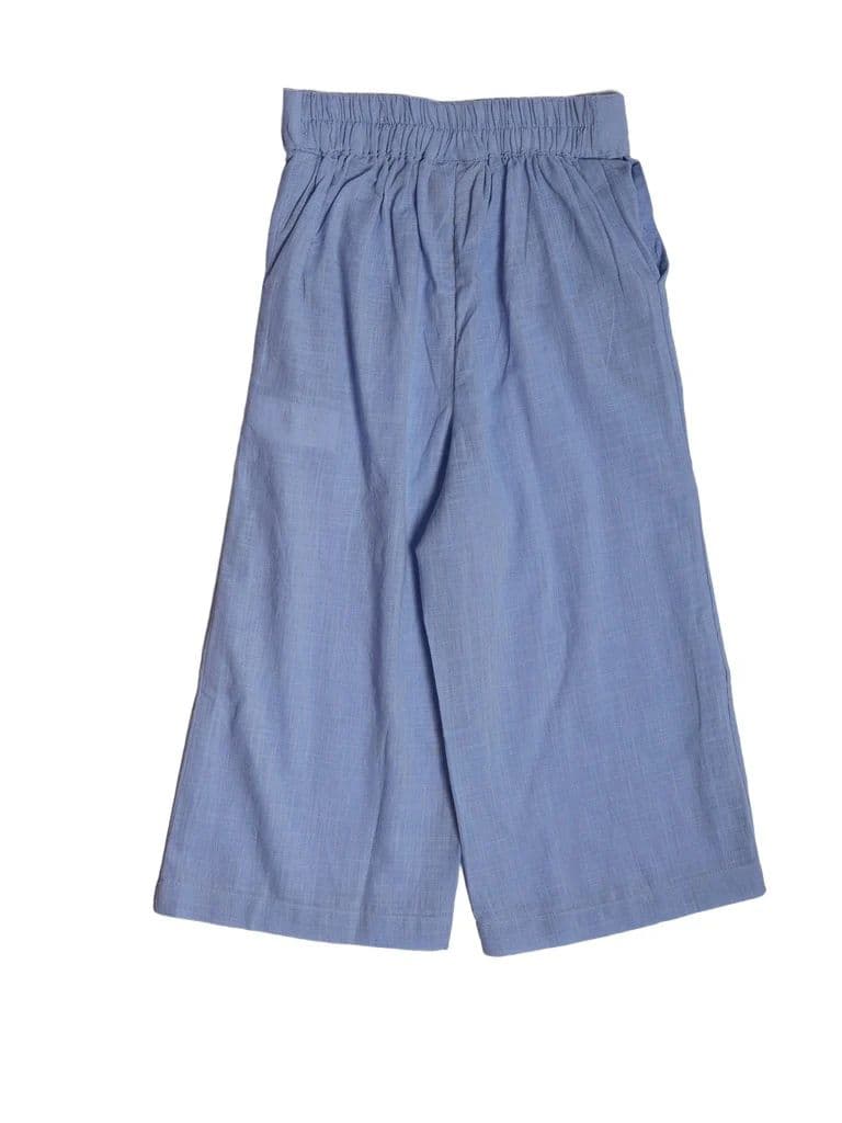 Utsa Kids Girls Blue Wide-Leg Cotton Culotte Pants - (2-8 yrs) — photo 4