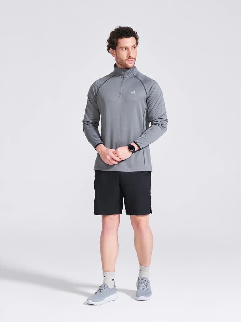 Men's Grey Solid Stand Collar Jacket — photo 6