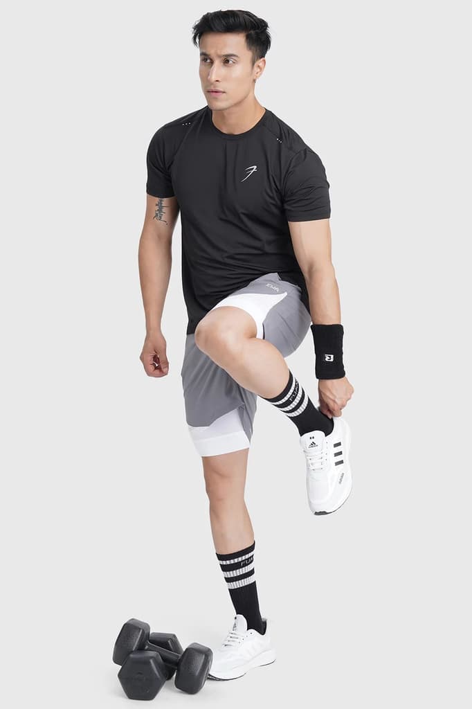 Laser Cut Running T-shirt Black — S