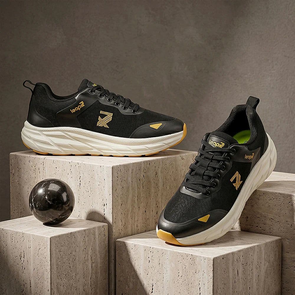 Leap7X FORCESTEPE Black Sports Lacing Running Shoes for Men by Liberty — photo 2