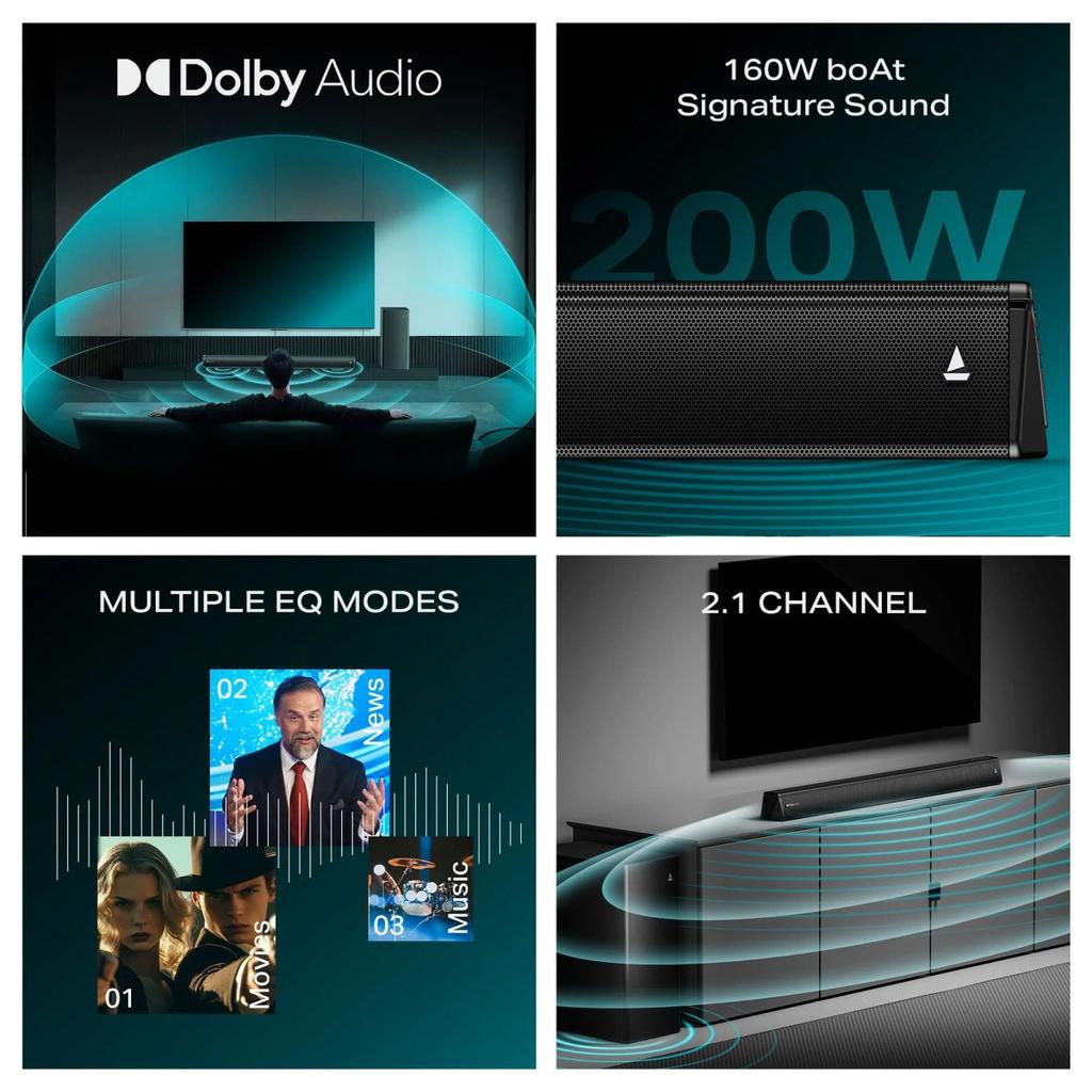 boAt Aavante Thump Plus | 200W 2.1 Channel Soundbar with Wired Subwoofer, Multi-Connectivity & EQ Modes — photo 8