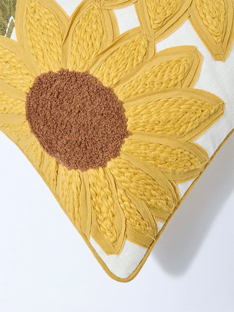 Westside Home Yellow Sunflower Embroidered Cushion Cover — photo 3