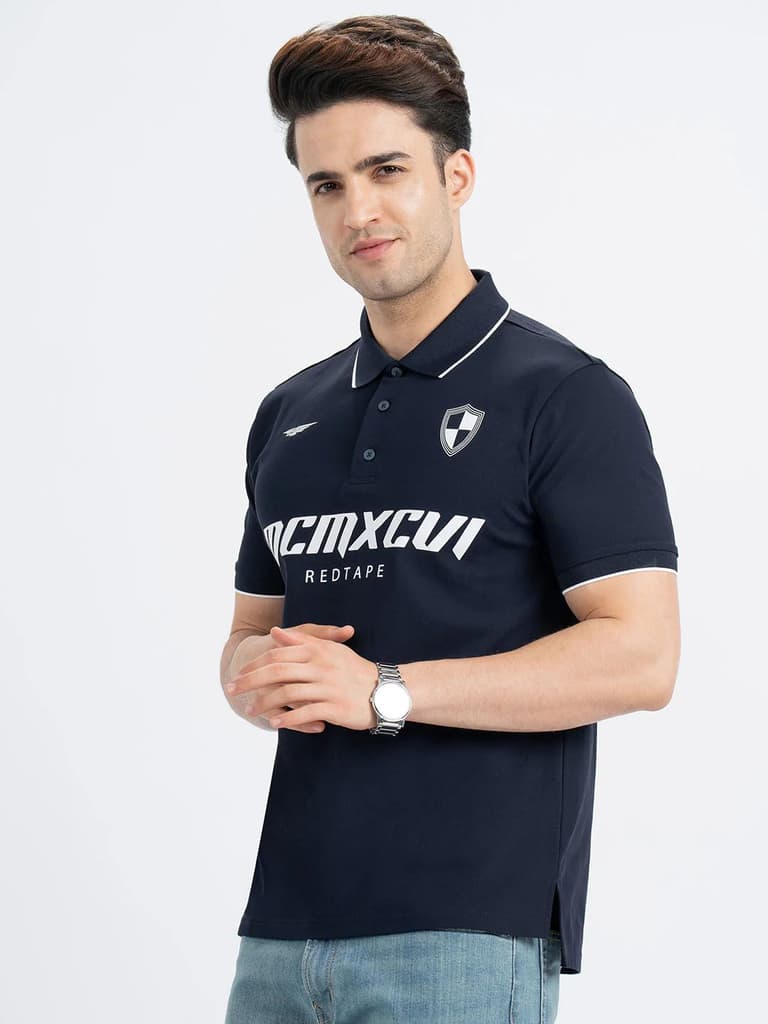 Polo T Shirts for Men in Dark Navy | Half Sleeve T Shirt — photo 2