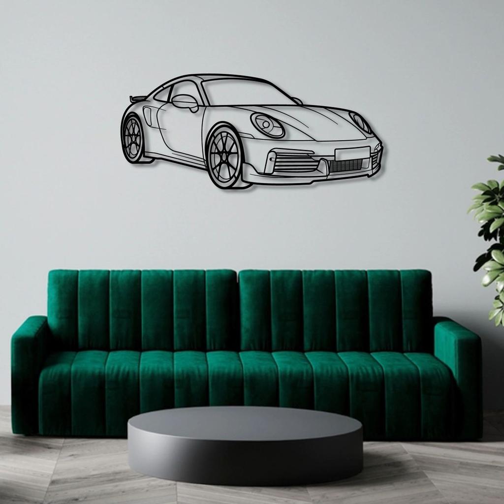 PORSCHE 911 TURBO S COUPE PERSPECTIVE METAL WALL ART