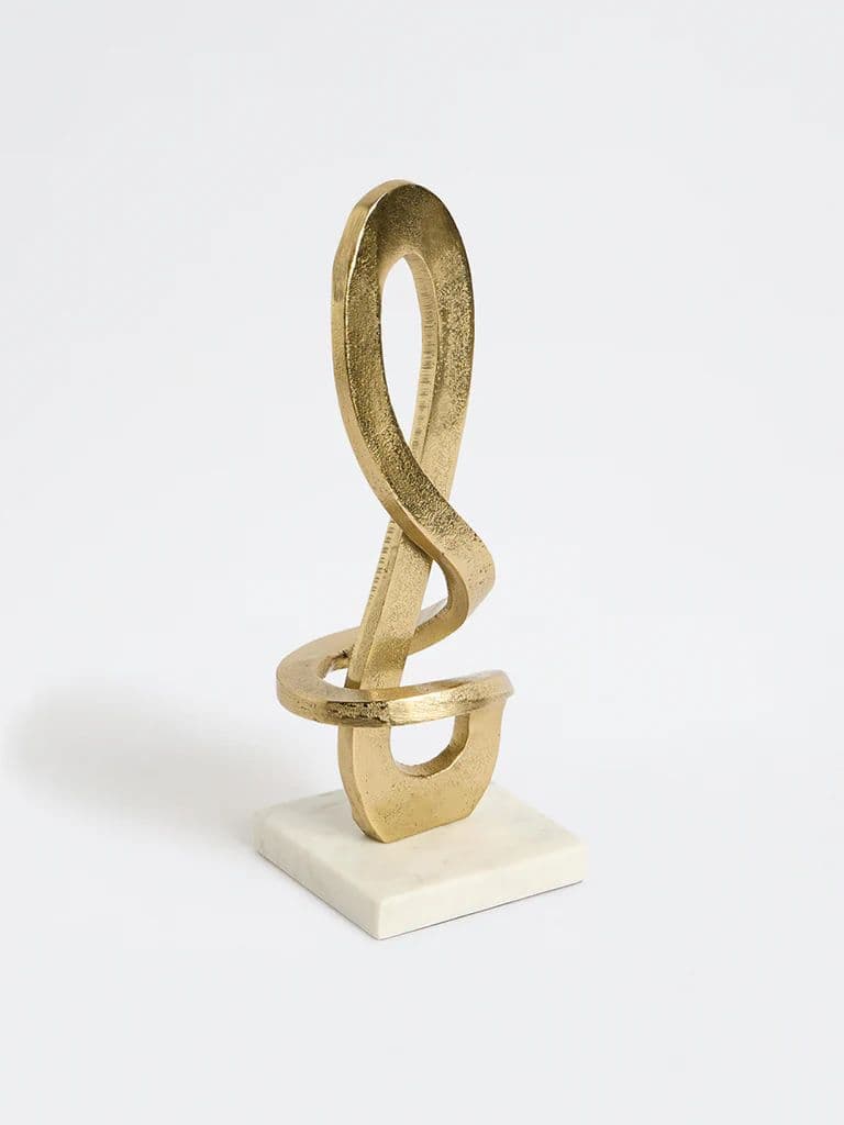 Westside Home Gold Knotted Sculpture on Marble Stand — photo 2