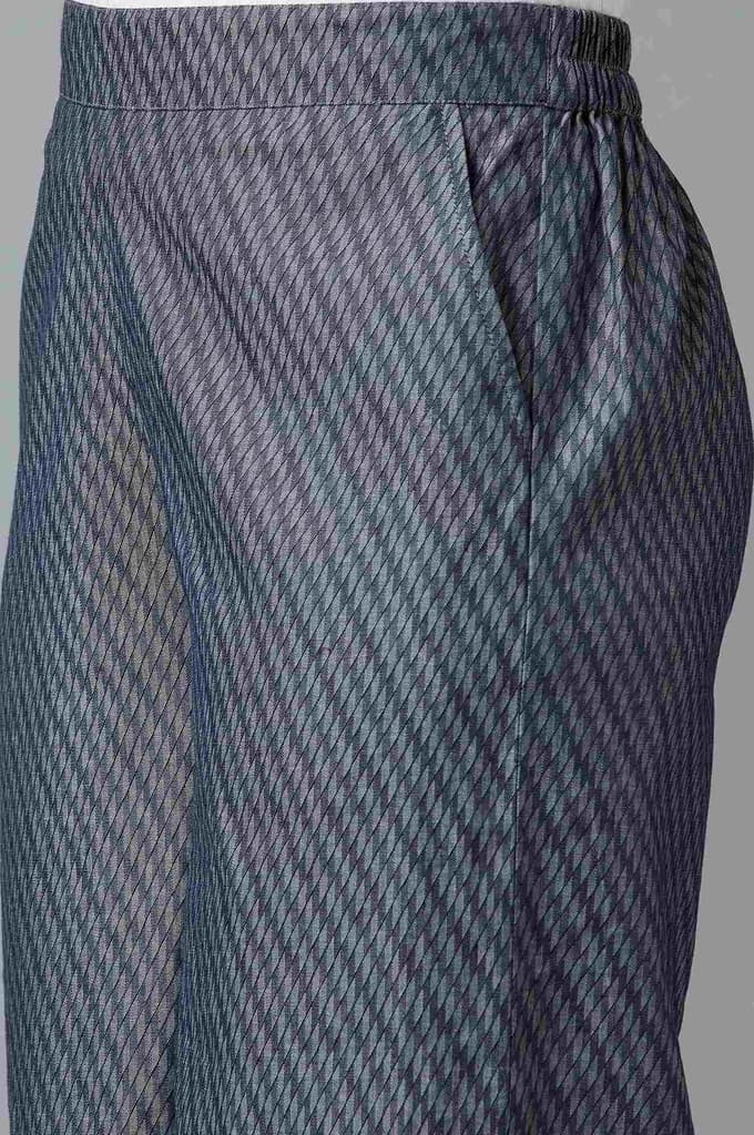 Blue Geometric Printed Flared Cotton Palazzo With Elasticated Waist — photo 6