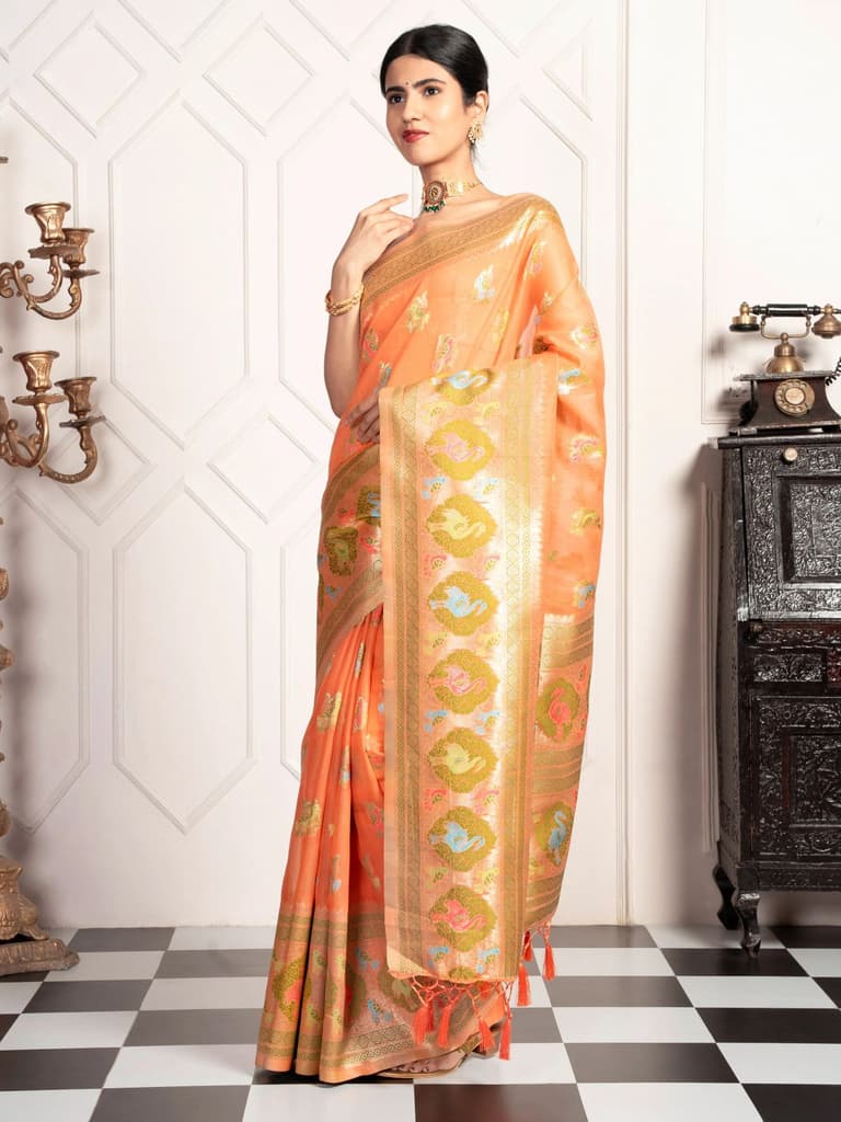 Mimosa Women's Woven Design Kanjivaram Style Art Silk Saree With Blouse Piece : SA00002067PCFREE — photo 3