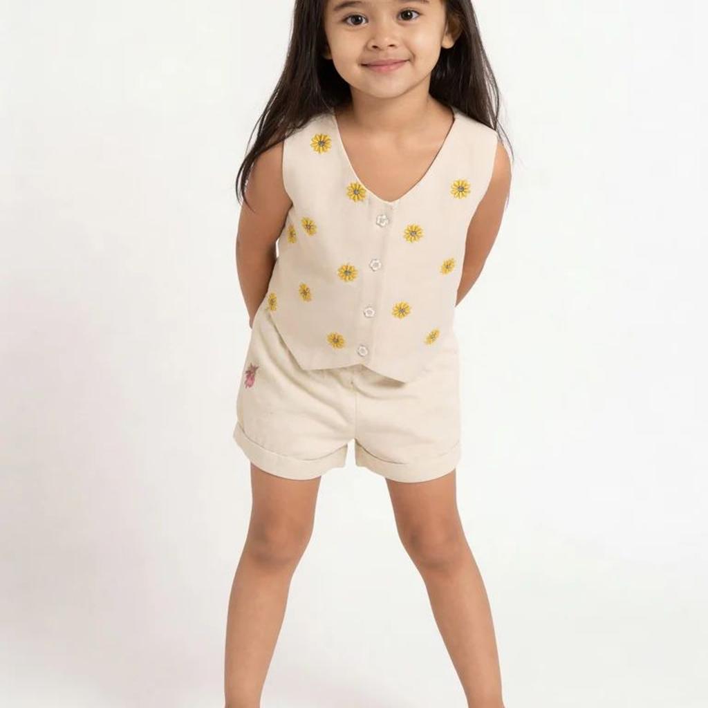 Utsa Kids Girls White Floral Embroidered Cotton-Blend Top - (2-8 yrs)