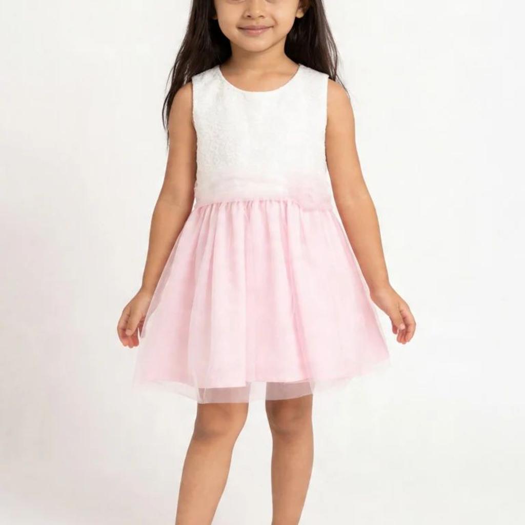 HOP Kids Girls Pink Lace Design A-Line Dress